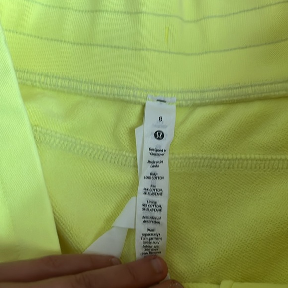 Lululemon inner Glow High rise neon yellow sweat pant shorts - Picture 4 of 10